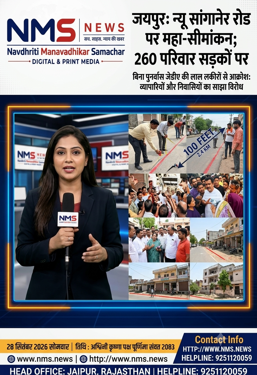 राजधानी जयपुर के न्यू सांगानेर रोड को 100 फीट चौड़ा करने की प्रक्रिया के तहत रविवार को जयपुर विकास प्राधिकरण (JDA) की टीमों की कार्रवाई से क्षेत्र में अफरा-तफरी और भारी विरोध का माहौल बन गया। हाई कोर्ट के आदेशों की पालना में जेडीए की 5 टीमों ने मौके पर पहुंचकर सीमांकन (डिमार्केशन) की लाल लकीरें खींचीं, जिससे सांगानेर चौराहे से गुर्जर की थड़ी तक करीब 2.4 किलोमीटर लंबे मार्ग में 260 निर्माण इसकी जद में आ गए हैं। सड़क पर उतरे लोग और व्यापारी, यातायात ठप
