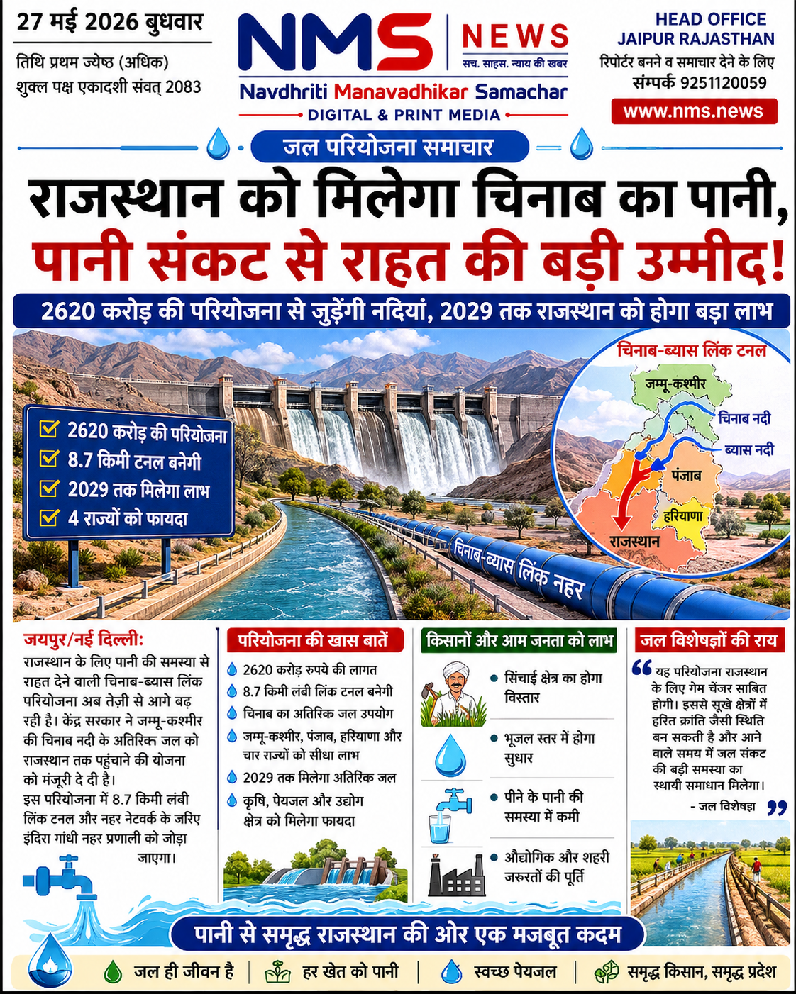 राजस्थान को मिलेगा चिनाब का पानी, वर्षों पुराना सपना अब होगा साकार